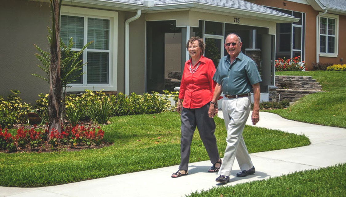 Happy couple taking a walk